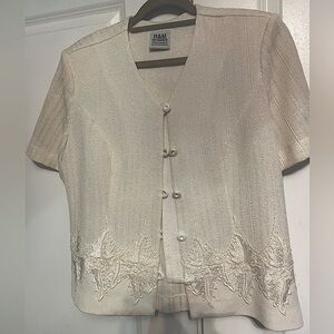 Vintage R&M Richard’s Cream Short Sleeve Women's Top and Skirt Set